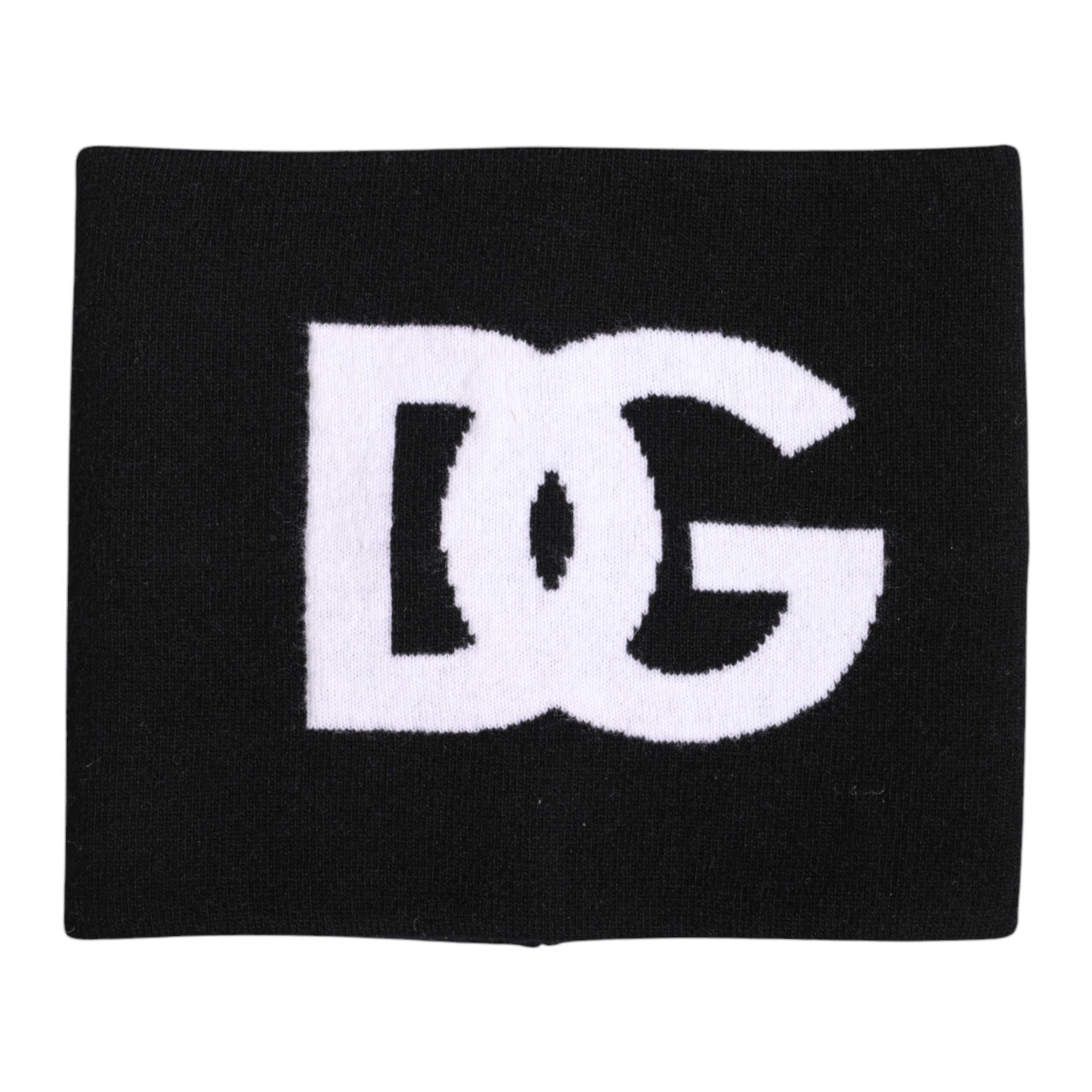 Black White Logo Print Knitted Neck Warmer Men's Scarf - Dolce & Gabbana - Modalova