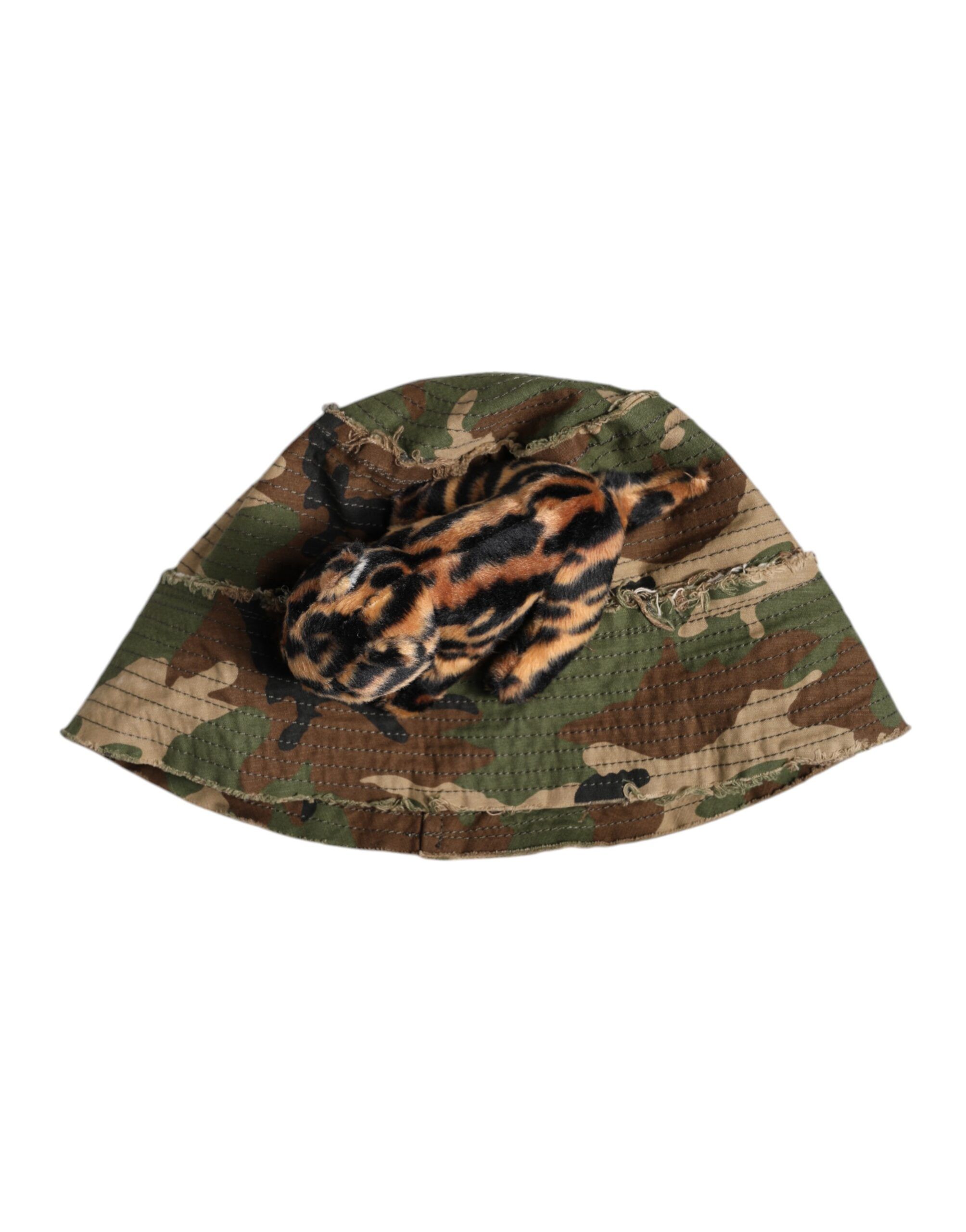 Leopard Embellish Wide Brim Bucket Men's Hat - Dolce & Gabbana - Modalova