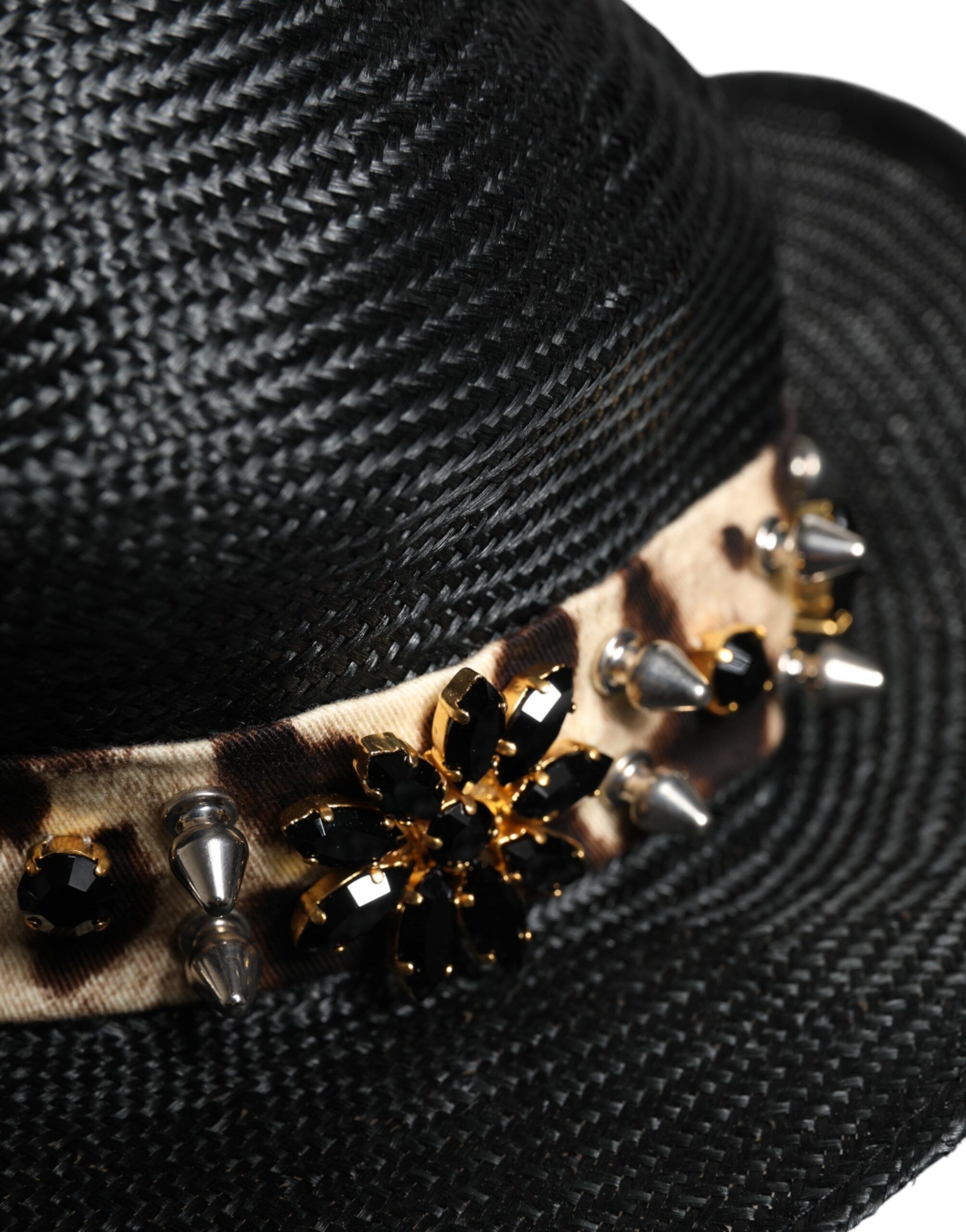 Straw Crystal Embellished Wide Brim Women's Hat - Dolce & Gabbana - Modalova