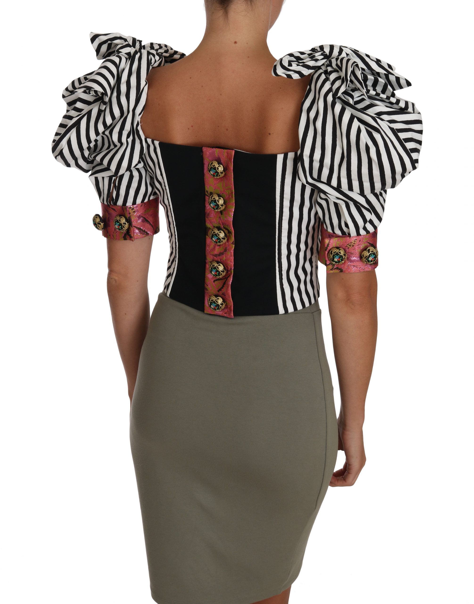 Striped Cropped Top Puff Sleeve Women's Shirts - Dolce & Gabbana - Modalova