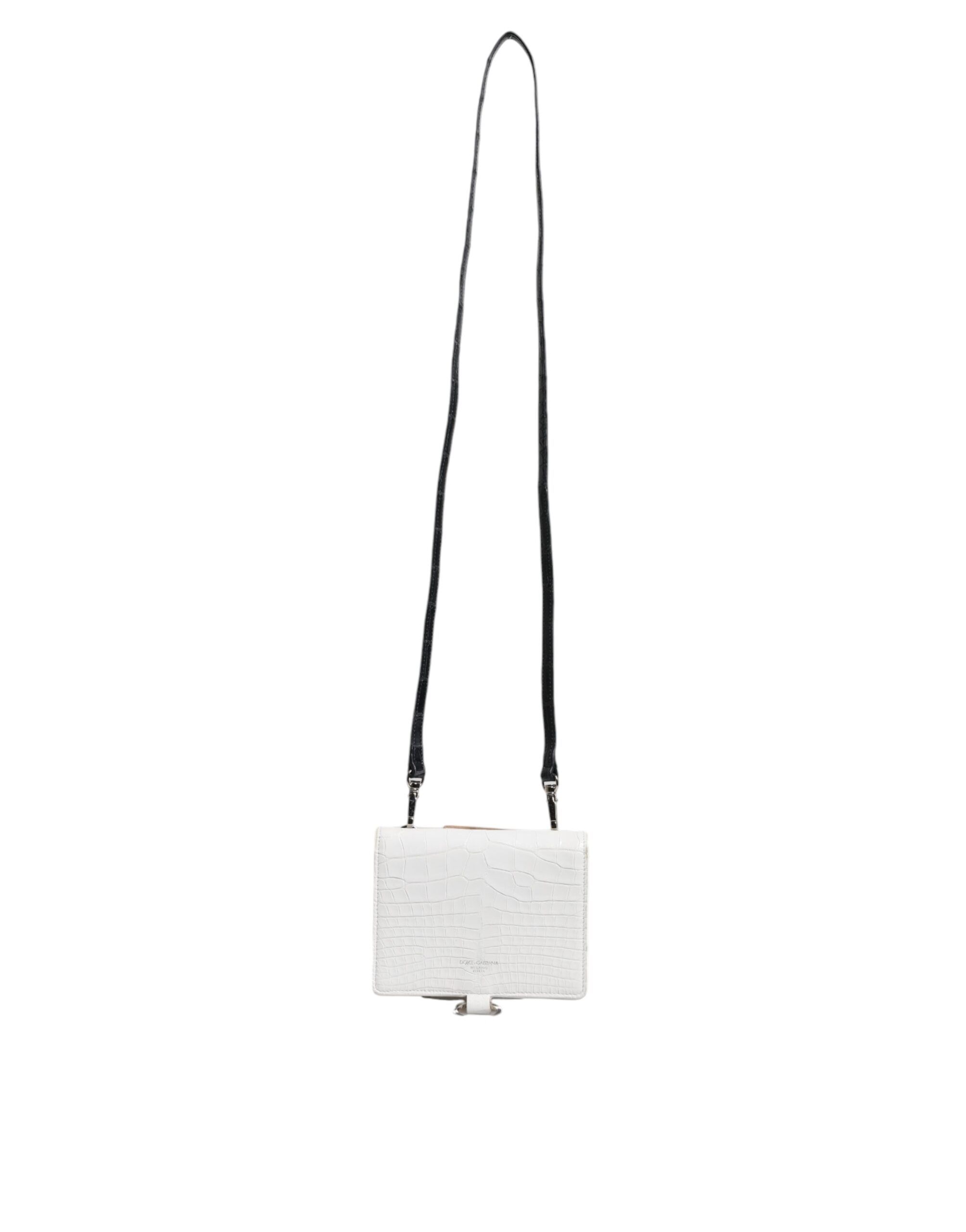White Blue Leather Bifold Crossbody Sling Women's Wallet (Pre-Owned) - Dolce & Gabbana - Modalova
