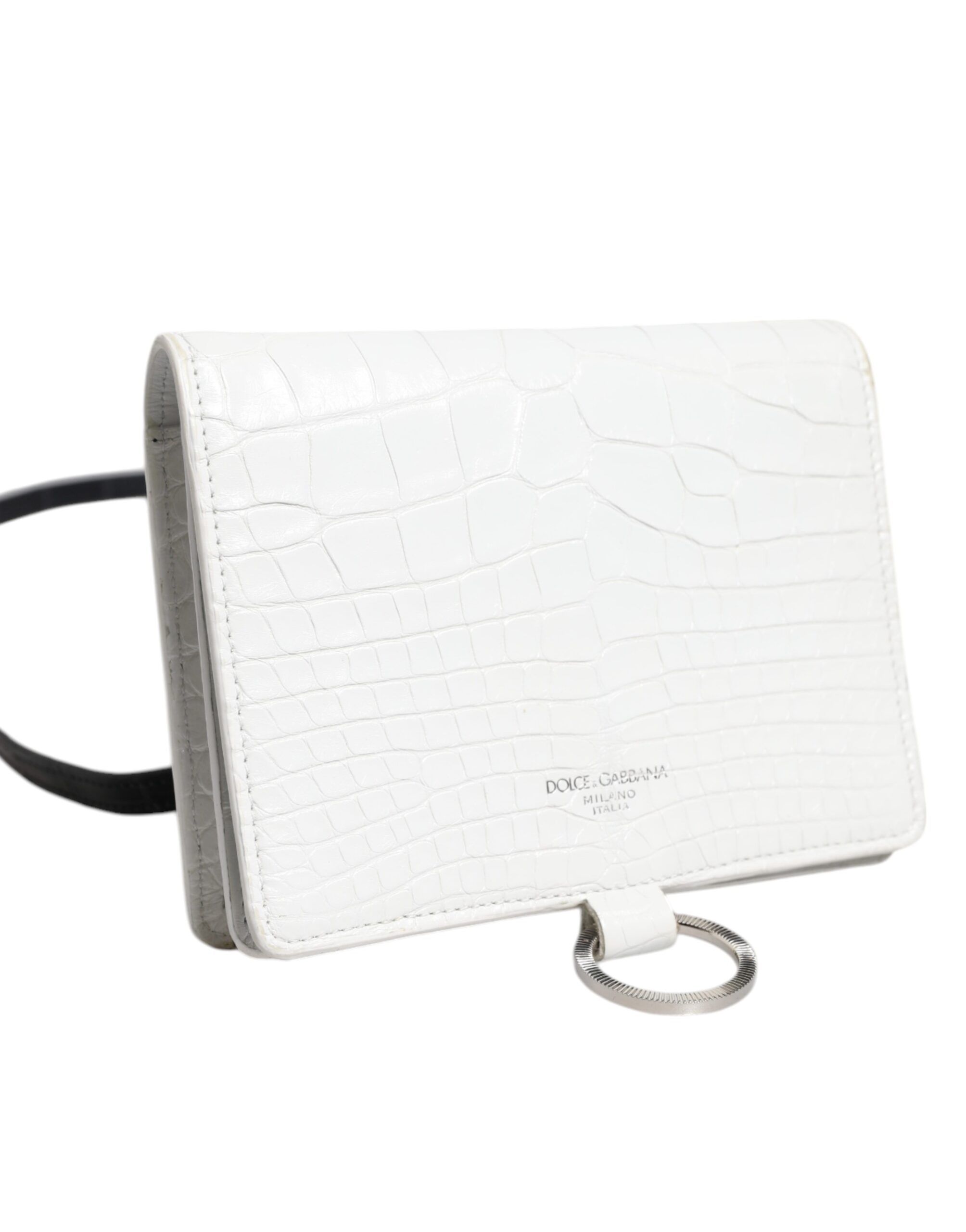 White Blue Leather Bifold Crossbody Sling Women's Wallet (Pre-Owned) - Dolce & Gabbana - Modalova