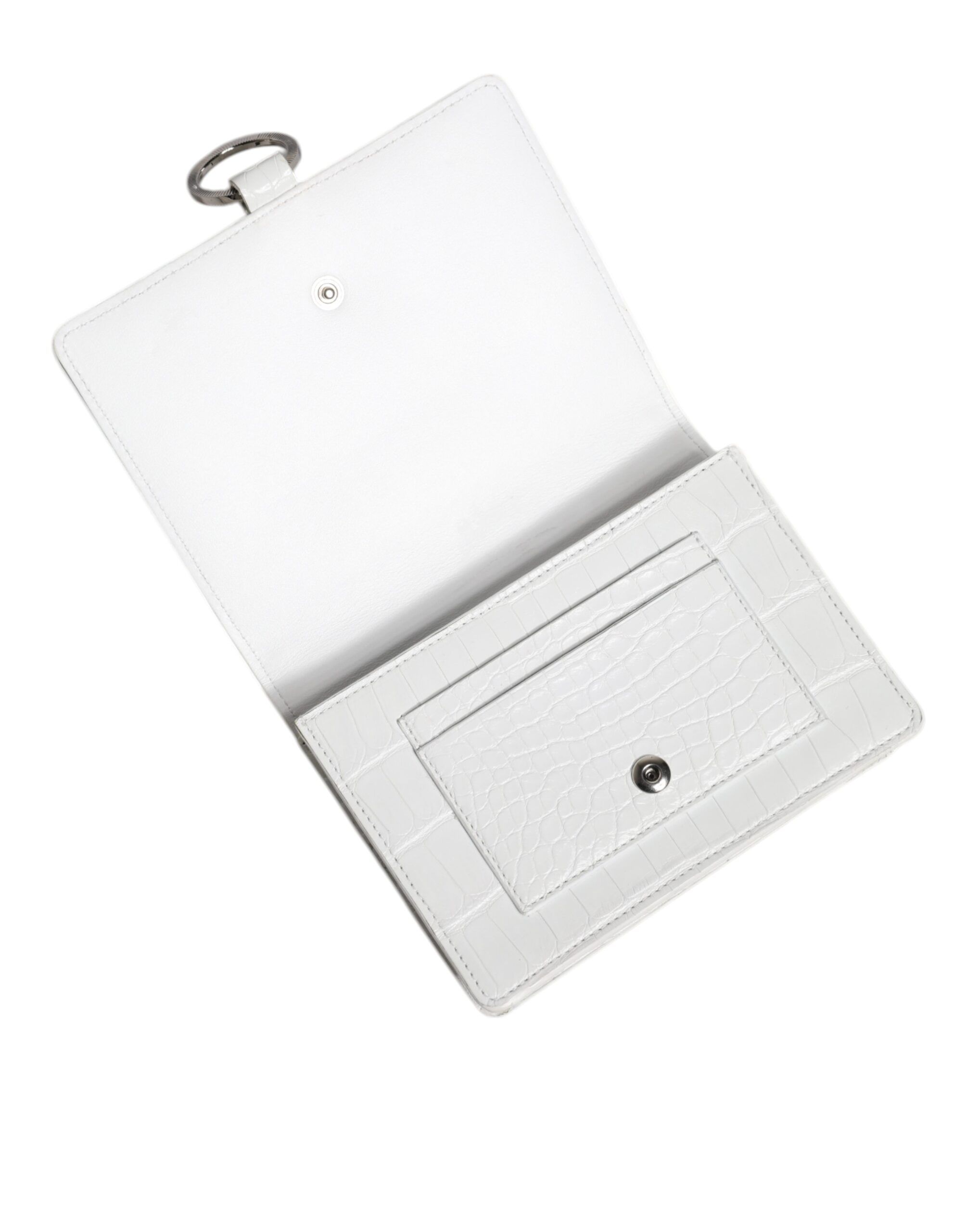 White Blue Leather Bifold Crossbody Sling Women's Wallet (Pre-Owned) - Dolce & Gabbana - Modalova