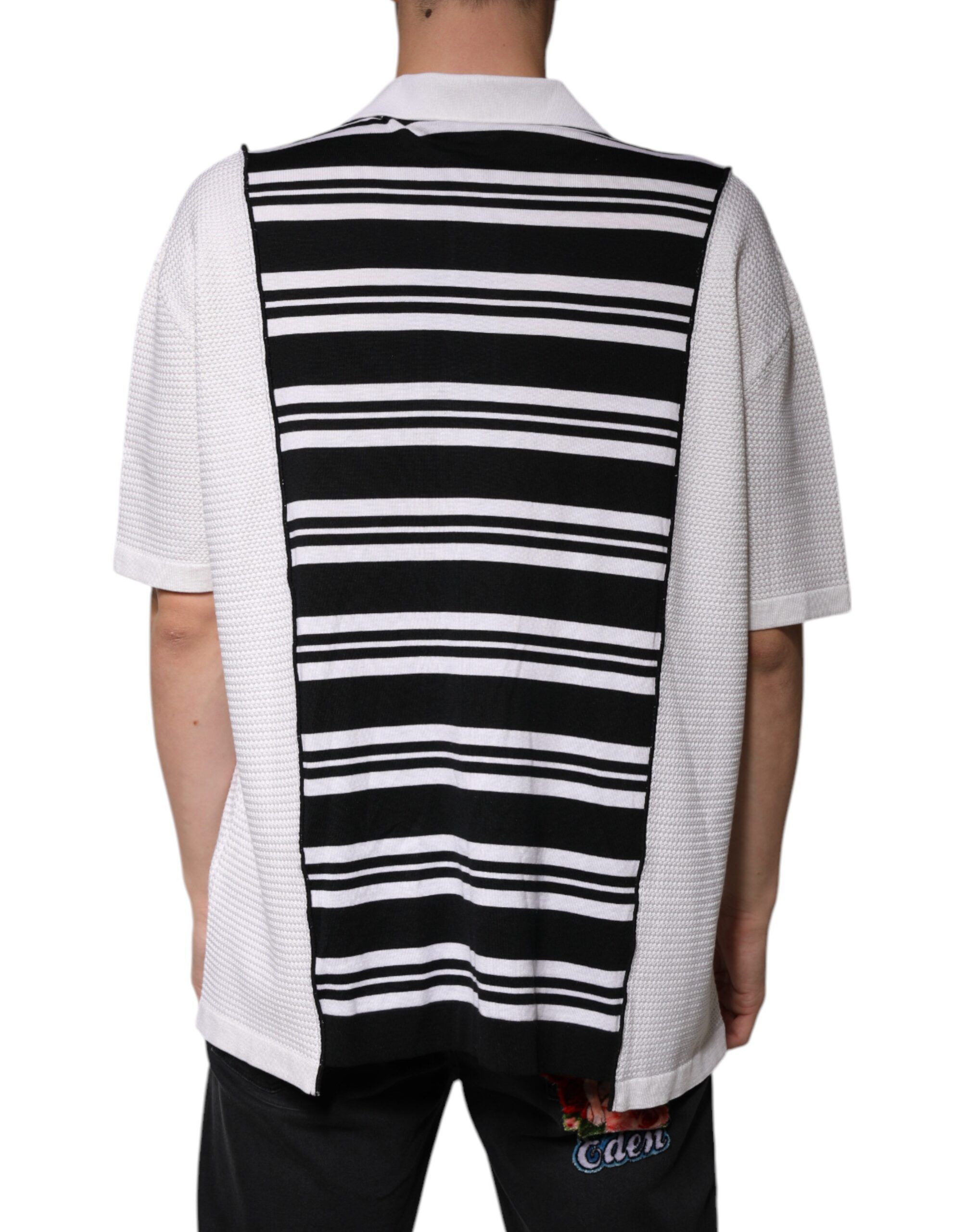 Black White Stripes Collared Polo Men's T-shirt - Dolce & Gabbana - Modalova