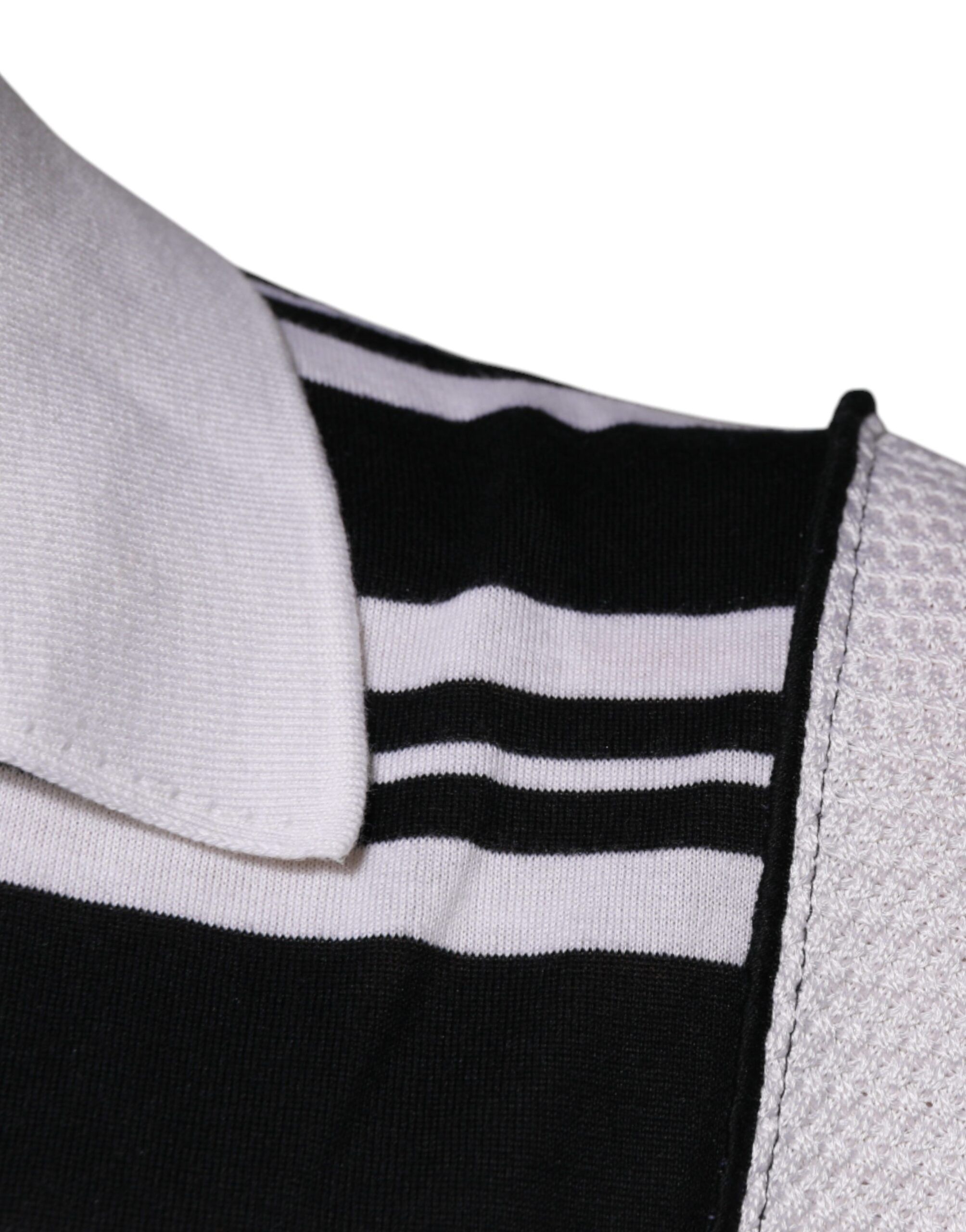 Black White Stripes Collared Polo Men's T-shirt - Dolce & Gabbana - Modalova