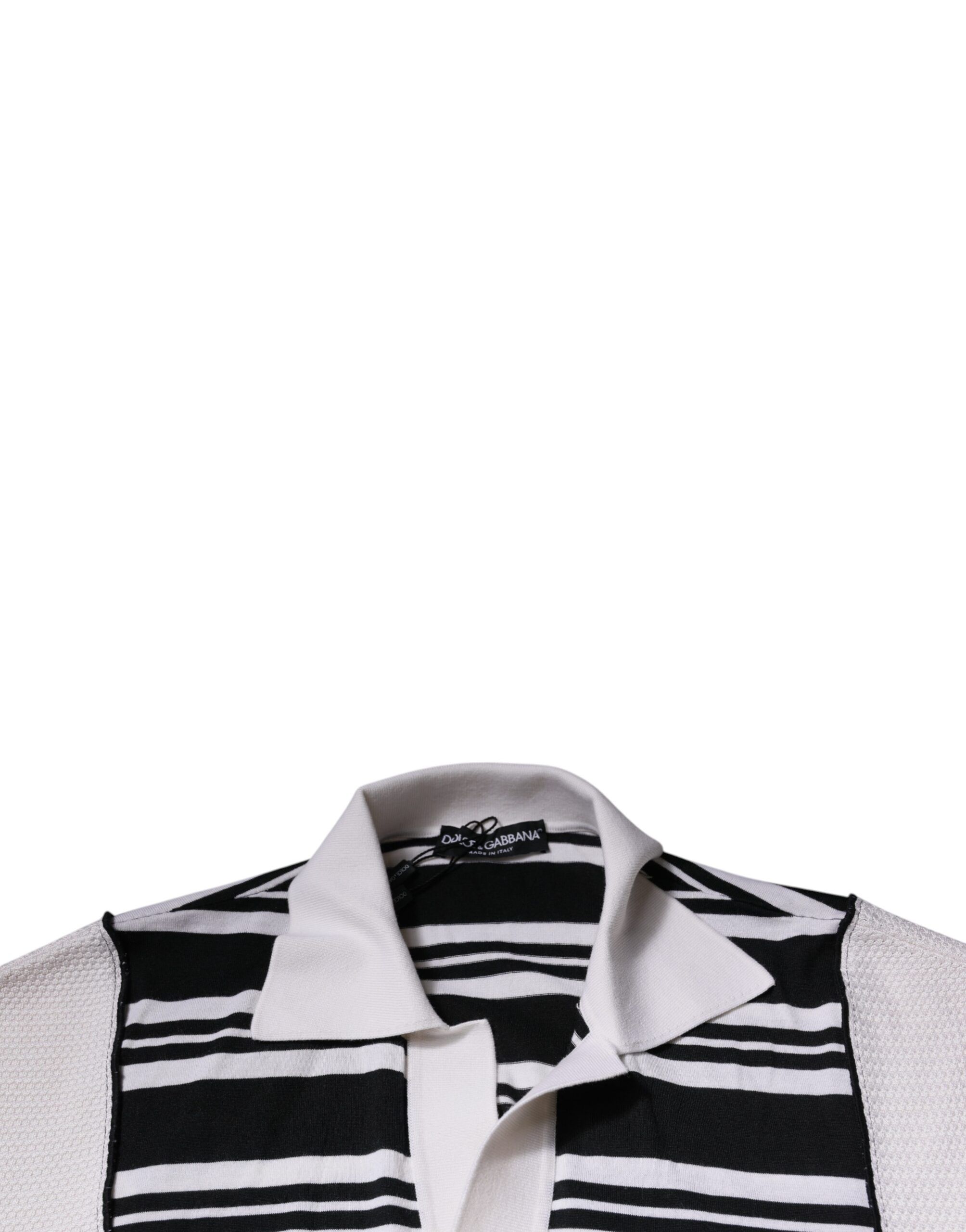 Black White Stripes Collared Polo Men's T-shirt - Dolce & Gabbana - Modalova