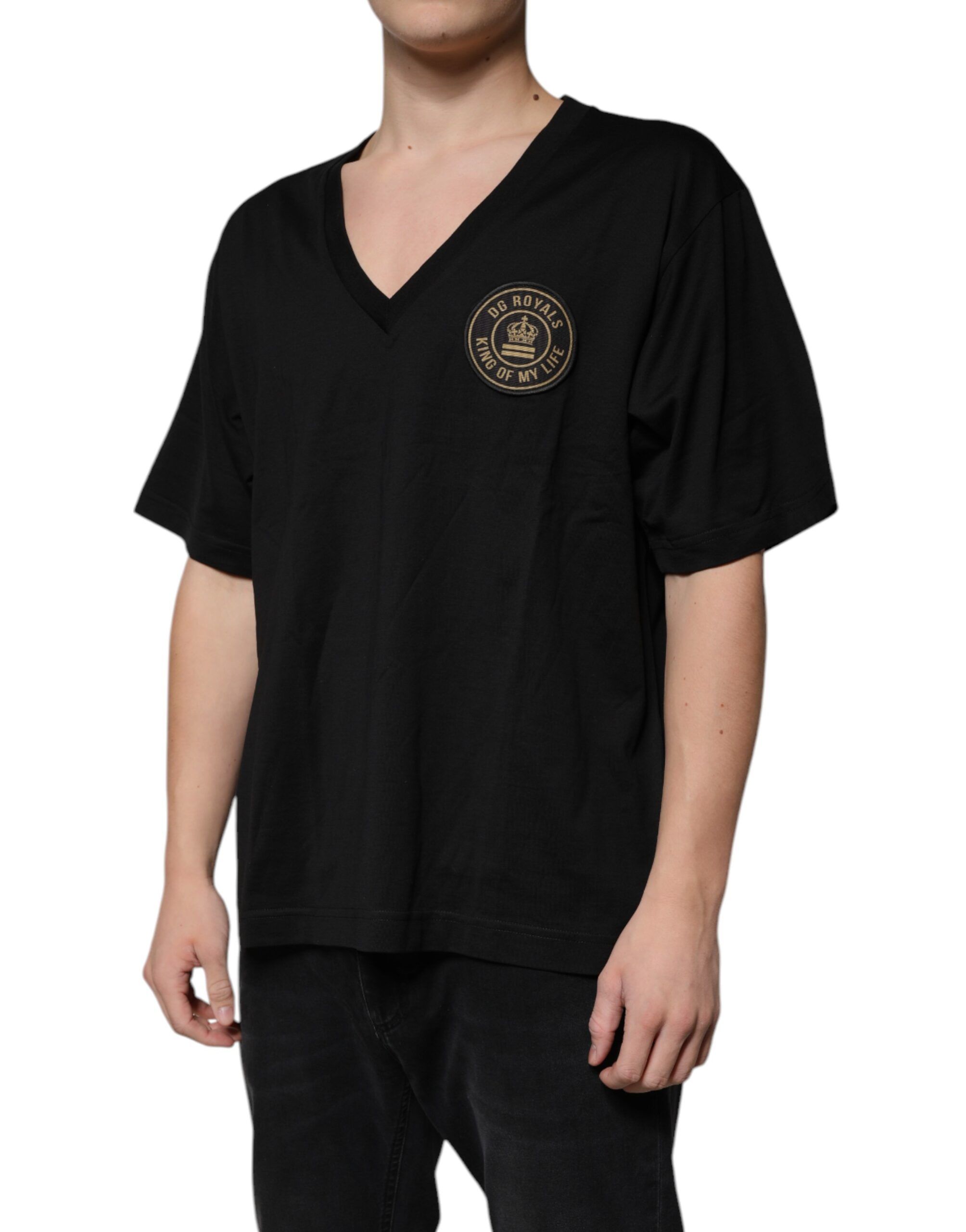 Cotton Logo Vneck Short Sleeve Men's T-shirt - Dolce & Gabbana - Modalova