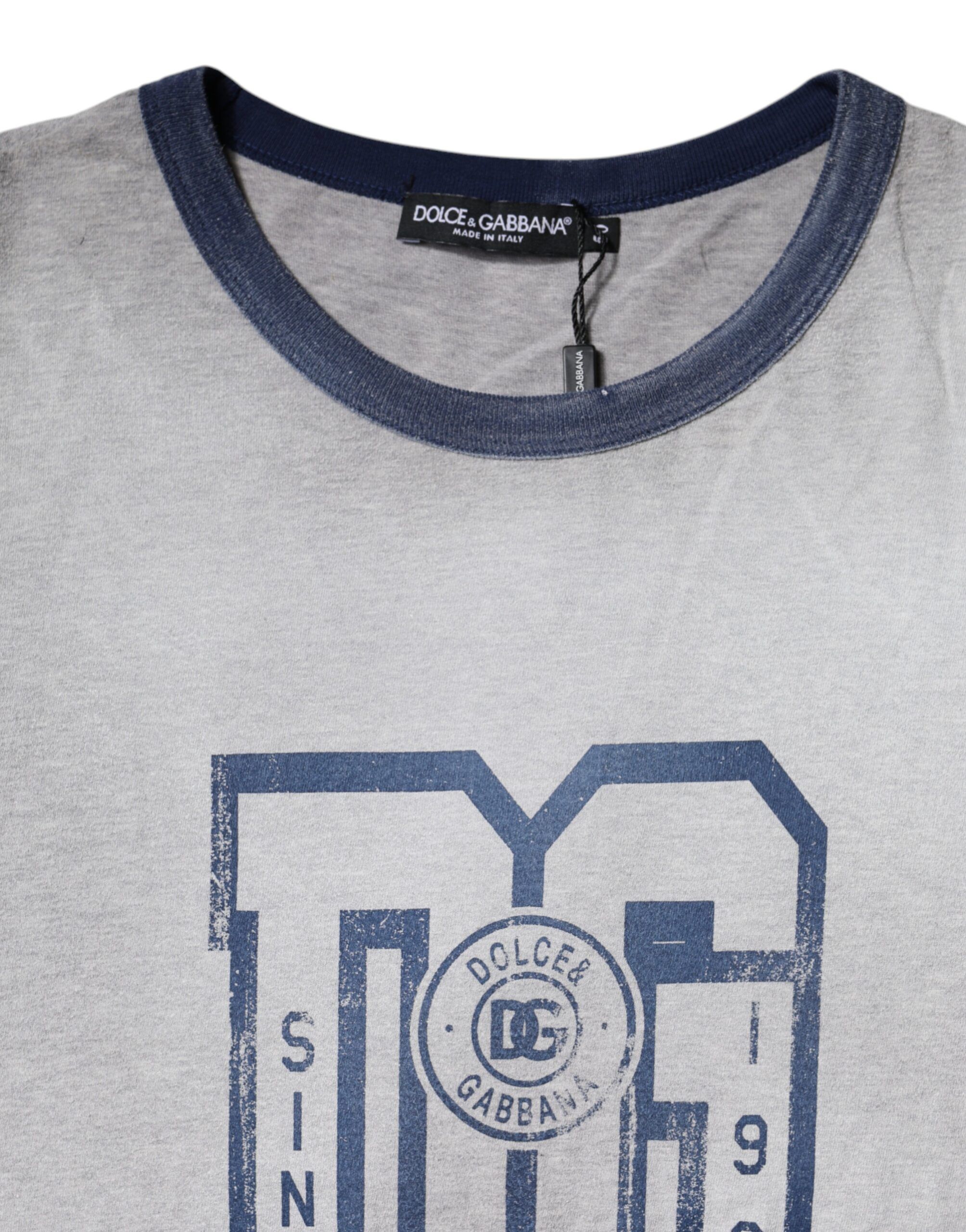 Logo Print Cotton Crew Neck Men's T-shirt - Dolce & Gabbana - Modalova