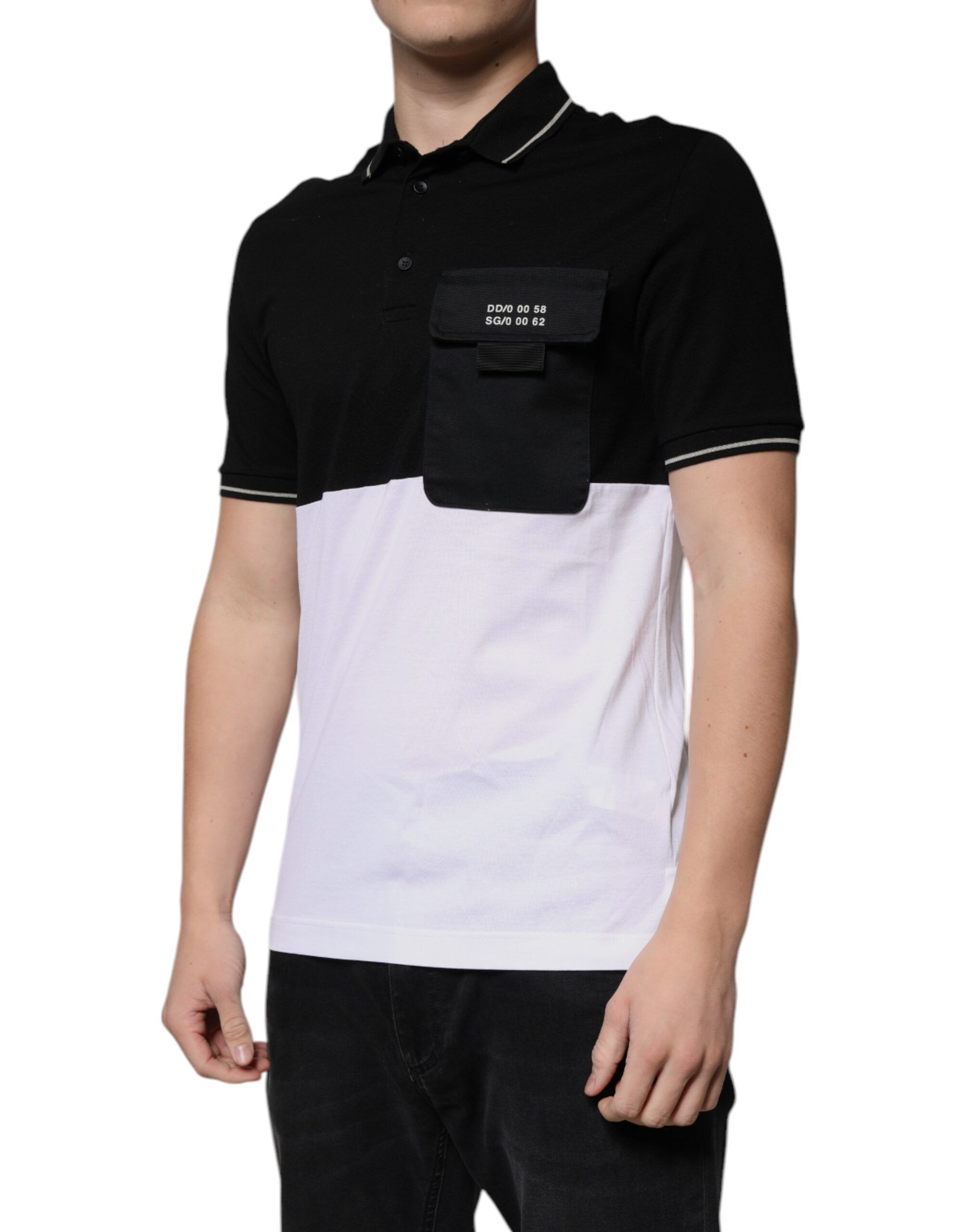 Black White Cotton Short Sleeves Polo Men's T-shirt - Dolce & Gabbana - Modalova