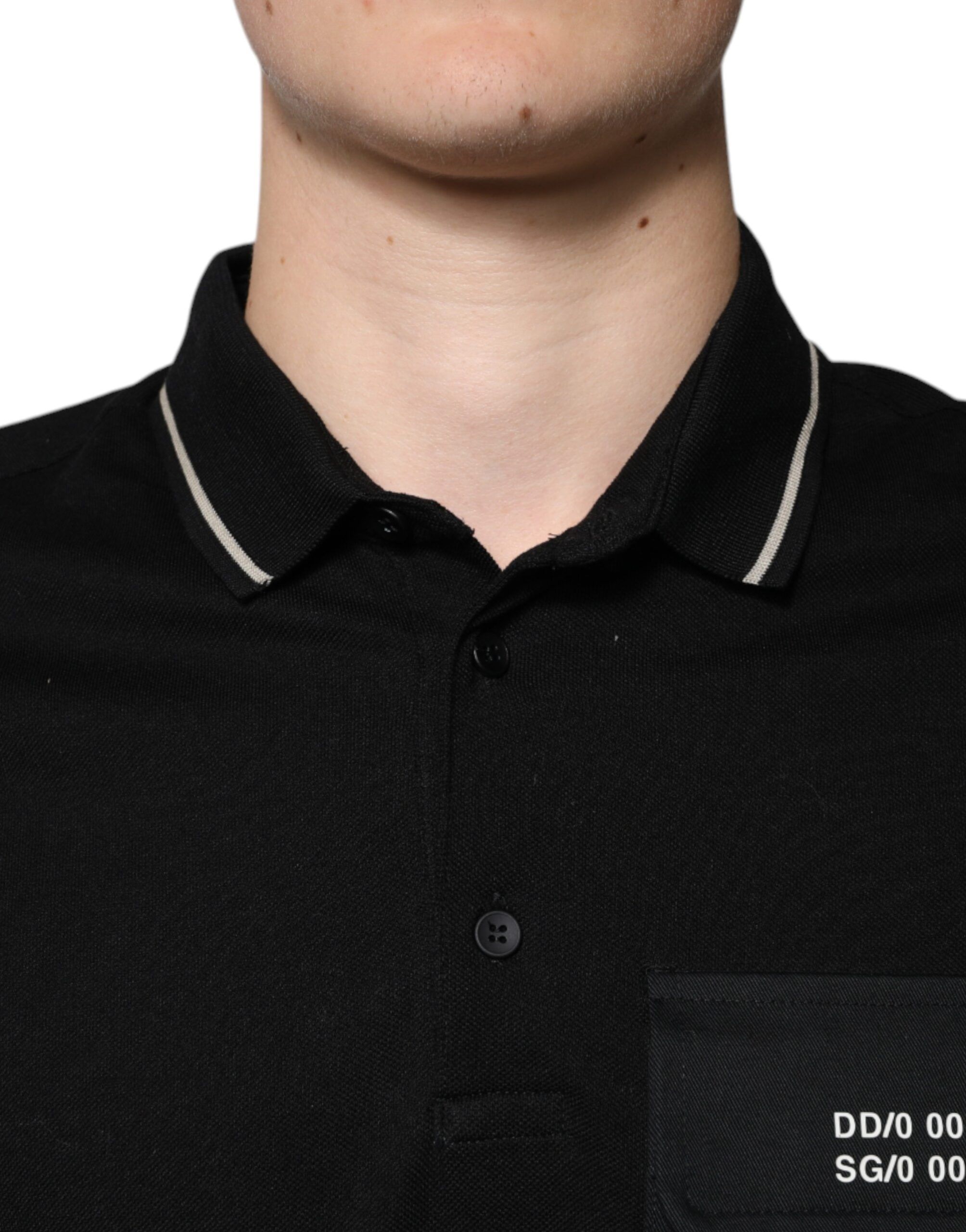 Black White Cotton Short Sleeves Polo Men's T-shirt - Dolce & Gabbana - Modalova