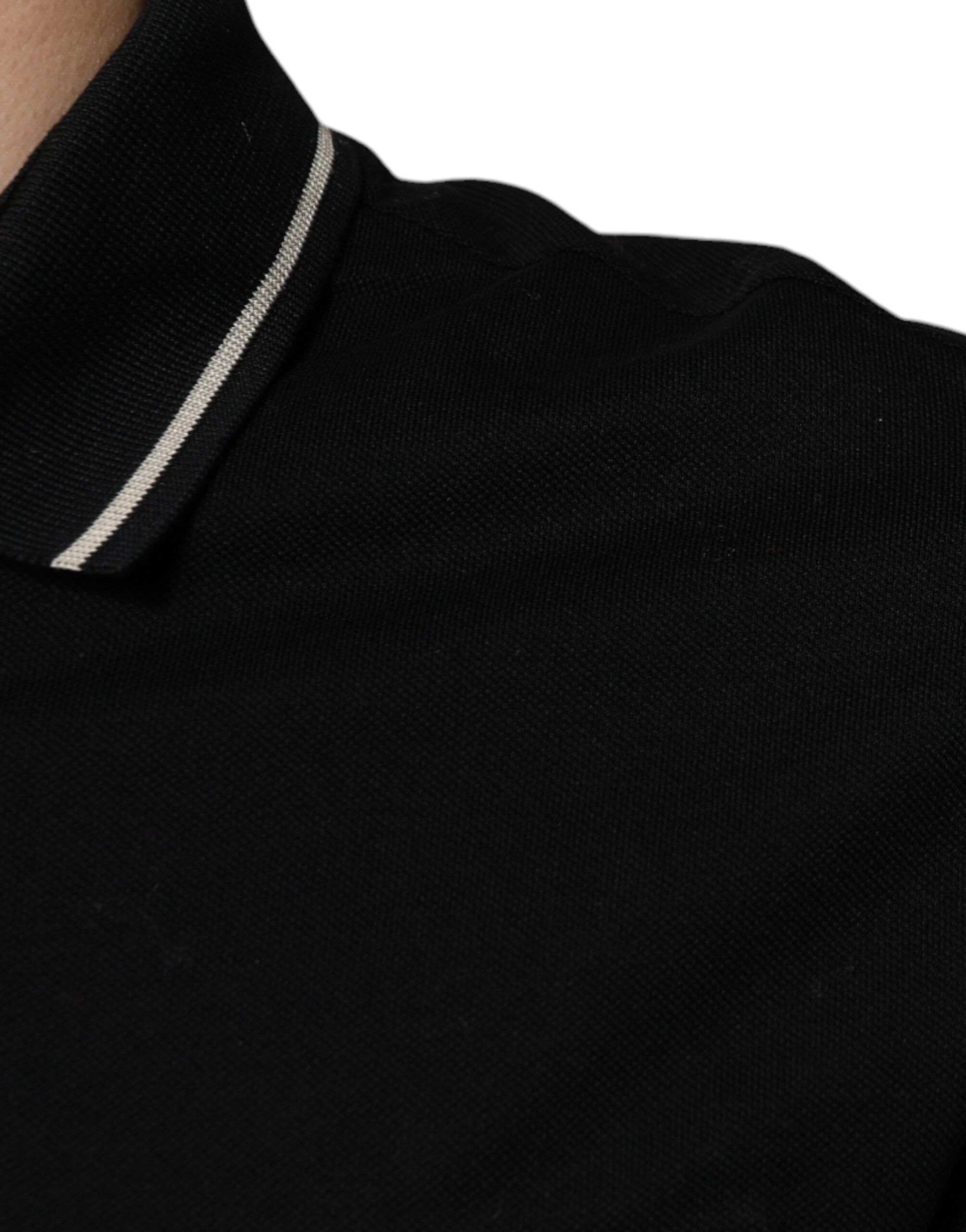Black White Cotton Short Sleeves Polo Men's T-shirt - Dolce & Gabbana - Modalova