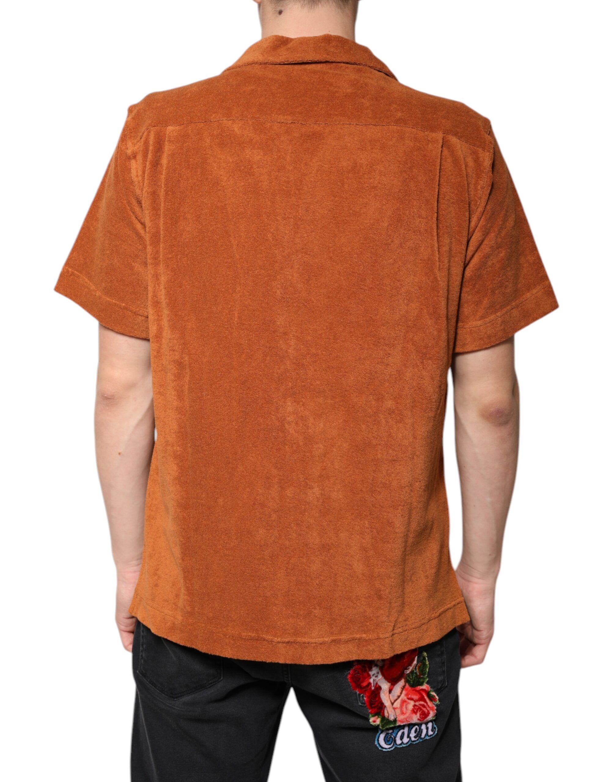 Hazel Cotton Velvet Button Down Collared Men's Shirt - Dolce & Gabbana - Modalova