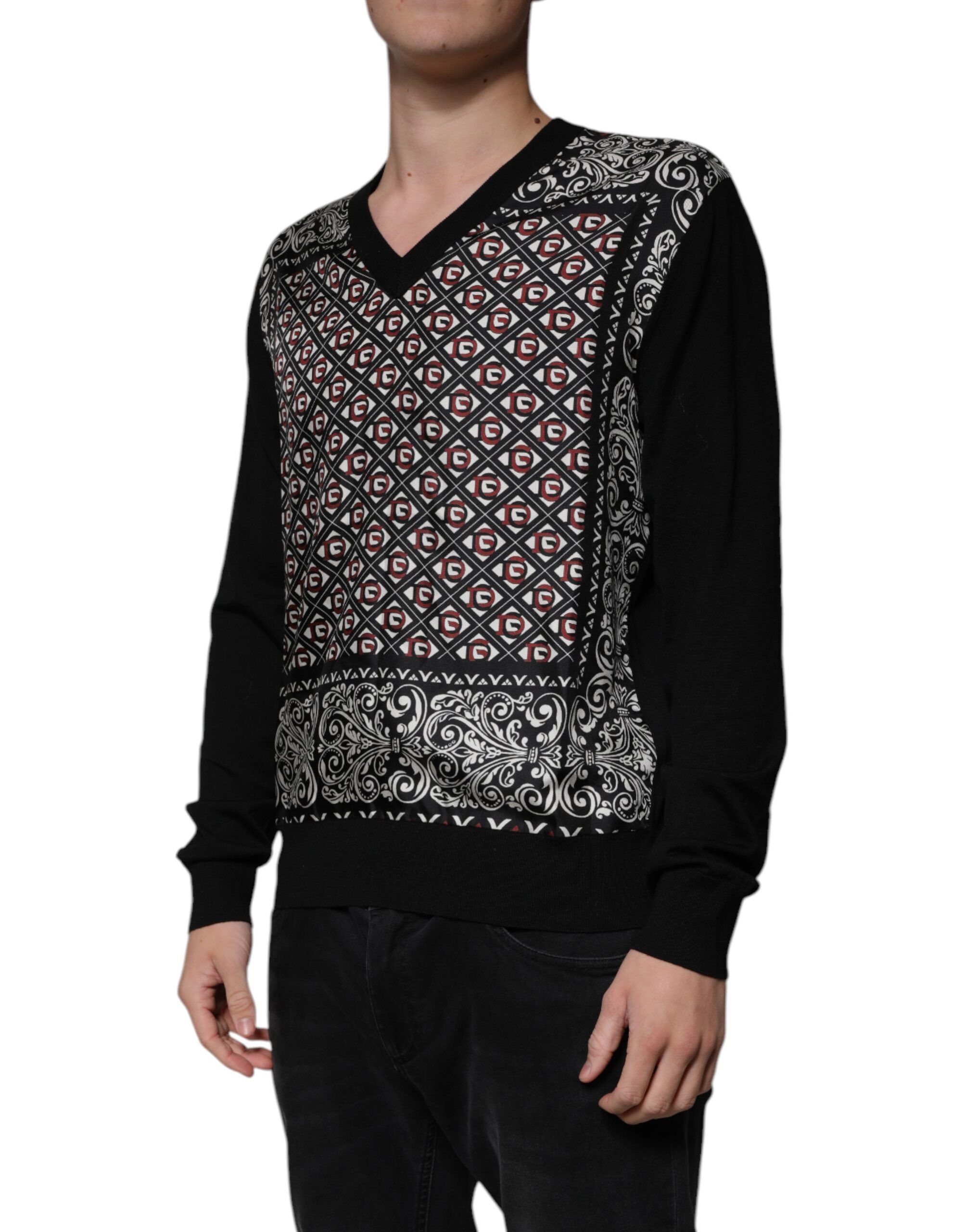 Logo Wool V-neck Pullover Men's Sweater - Dolce & Gabbana - Modalova