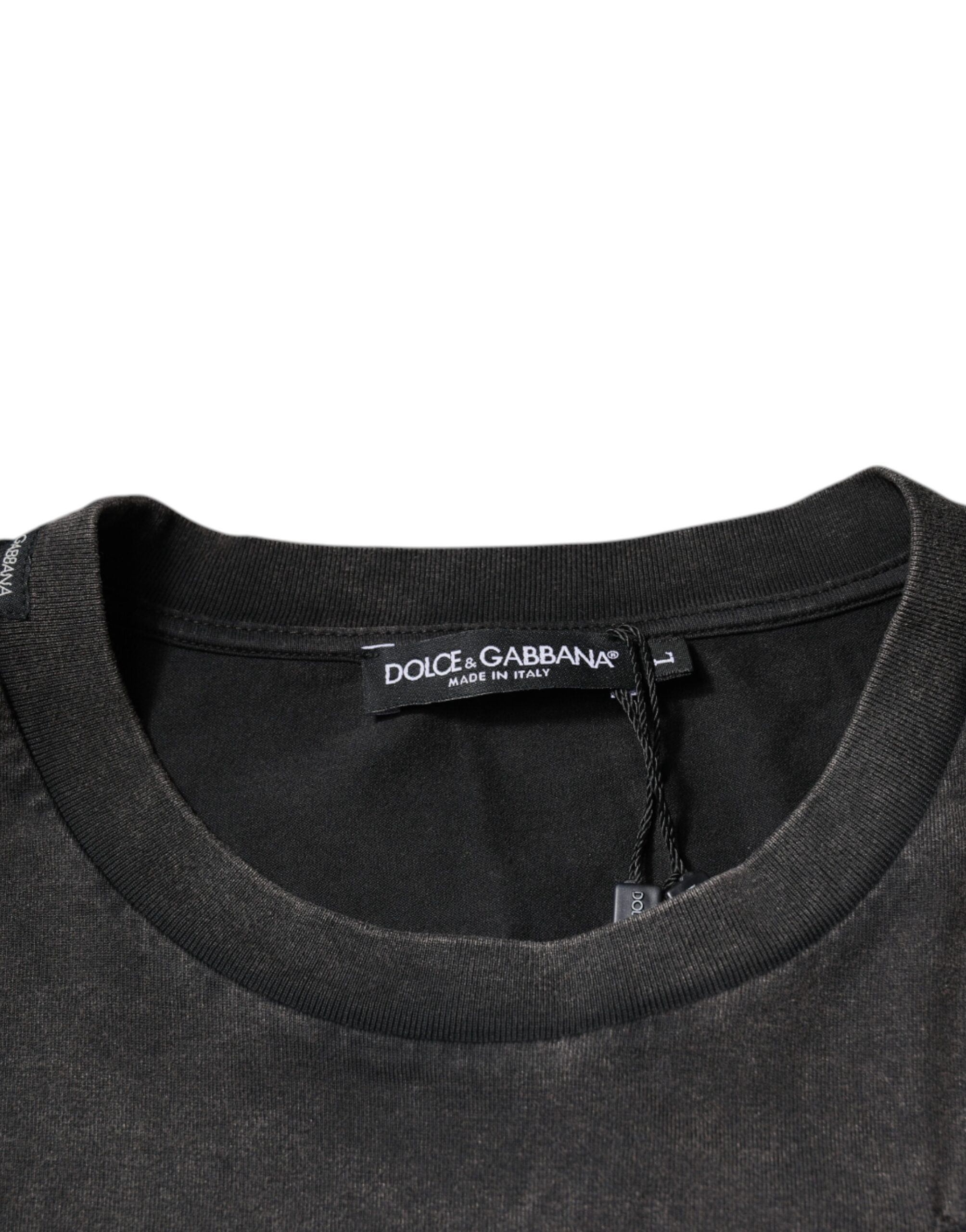Gray Leopard Print Cotton Crew Neck Men's T-shirt (Pre-Owned) - Dolce & Gabbana - Modalova