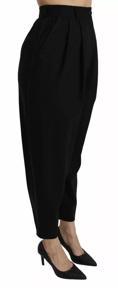 Wool High Waist Pleat Front Cropped Women's Pants - Dolce & Gabbana - Modalova