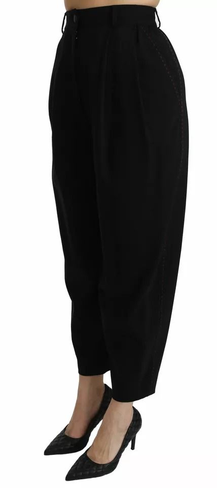 Wool High Waist Pleat Front Cropped Women's Pants - Dolce & Gabbana - Modalova