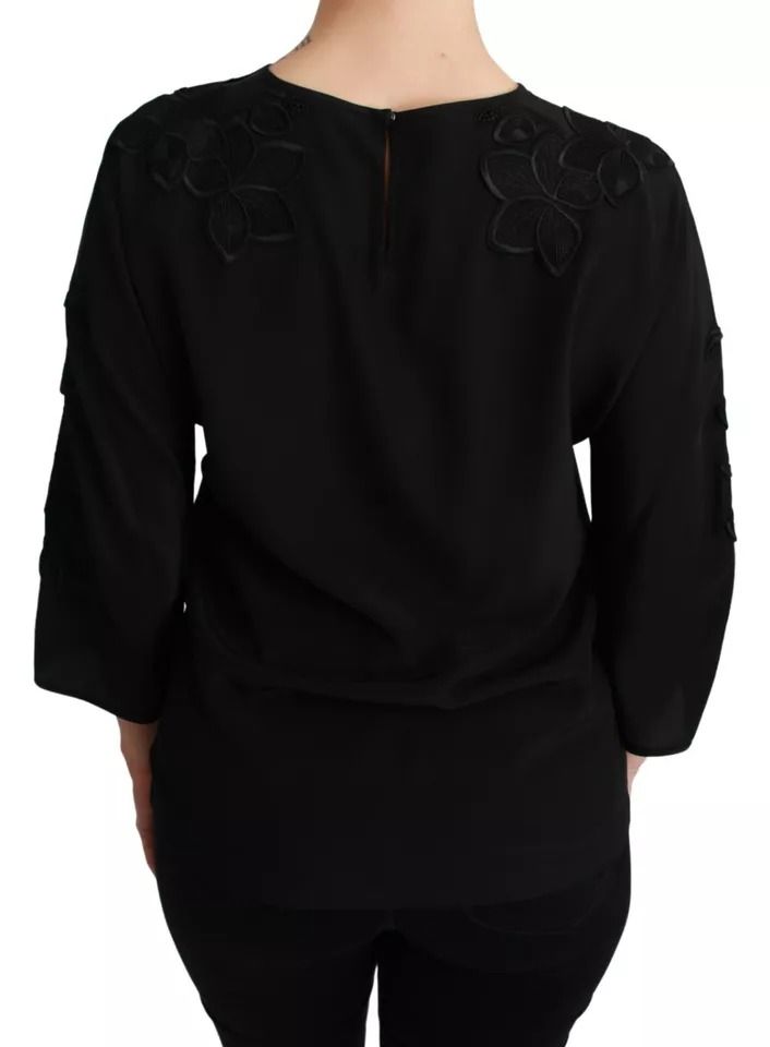 Floral Embroidered Blouse Silk Women's Top - Dolce & Gabbana - Modalova
