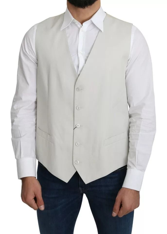 Off-White Cotton Silk Formal Coat Men's Vest (Pre-Owned) - Dolce & Gabbana - Modalova