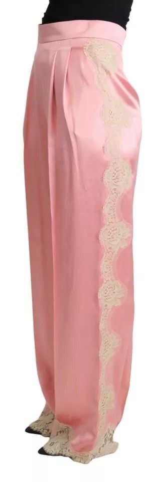 Lace Trimmed Silk Satin Wide Legs Women's Pants (Pre-Owned) - Dolce & Gabbana - Modalova