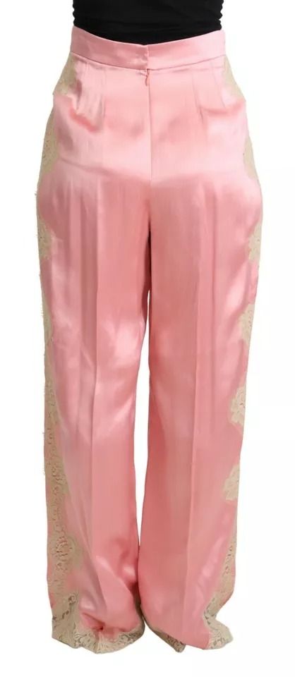 Lace Trimmed Silk Satin Wide Legs Women's Pants (Pre-Owned) - Dolce & Gabbana - Modalova