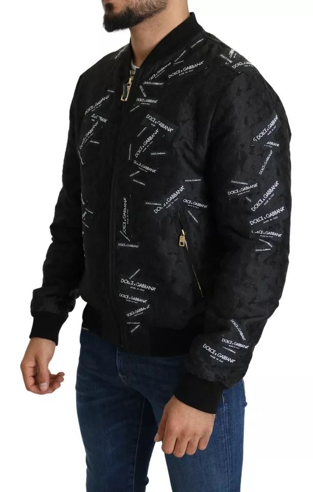 Logo Patch Brocade Bomber Full Zip Men's Jacket (Pre-Owned) - Dolce & Gabbana - Modalova