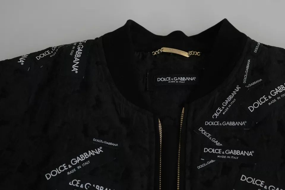 Logo Patch Brocade Bomber Full Zip Men's Jacket (Pre-Owned) - Dolce & Gabbana - Modalova