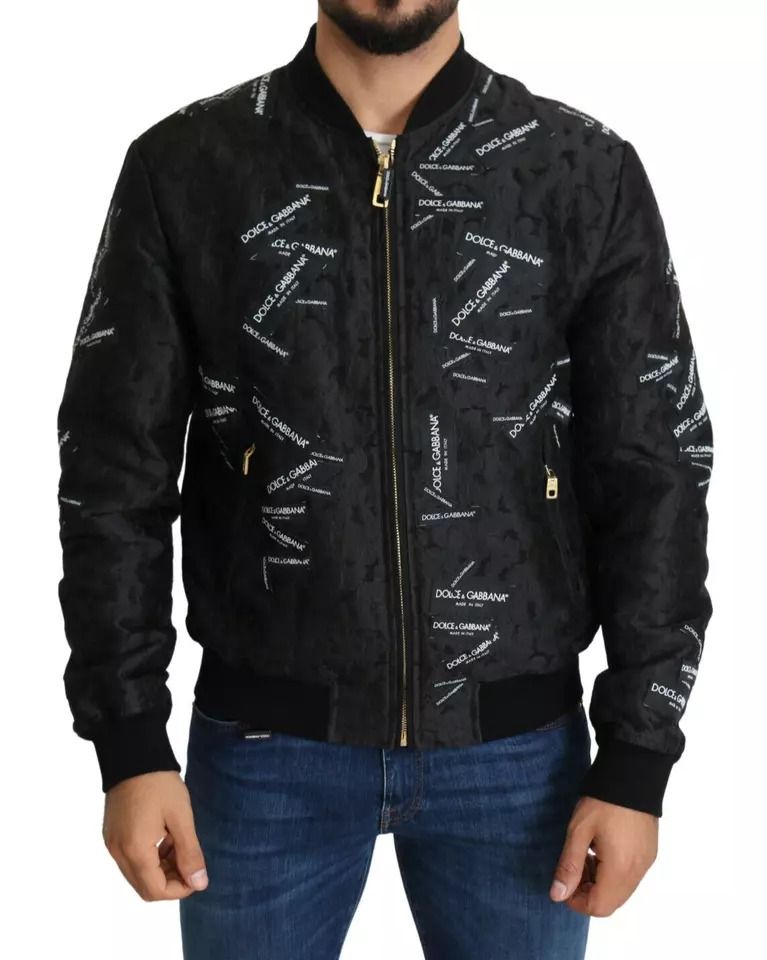 Logo Patch Brocade Bomber Full Zip Men's Jacket (Pre-Owned) - Dolce & Gabbana - Modalova