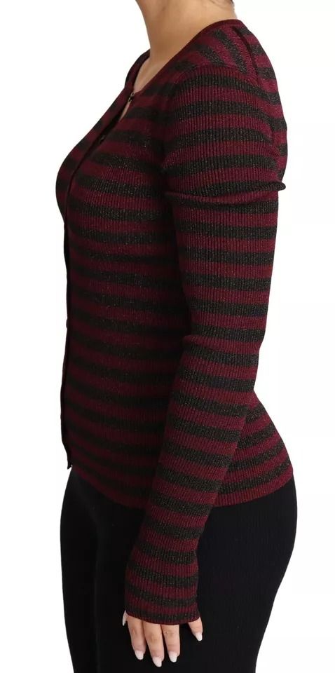 Black Red Striped Womens Cardigan Sweater - Dolce & Gabbana - Modalova