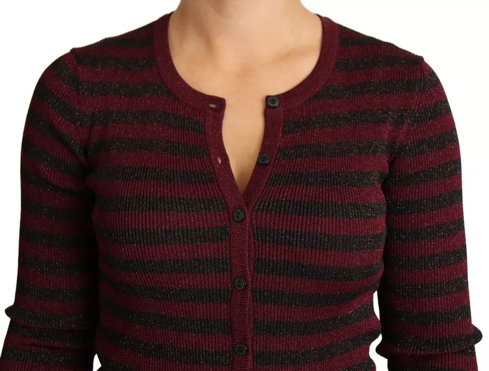 Black Red Striped Womens Cardigan Sweater - Dolce & Gabbana - Modalova