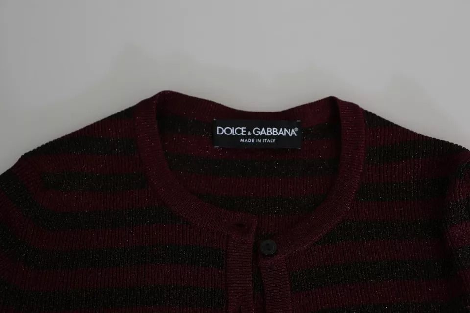 Black Red Striped Womens Cardigan Sweater - Dolce & Gabbana - Modalova