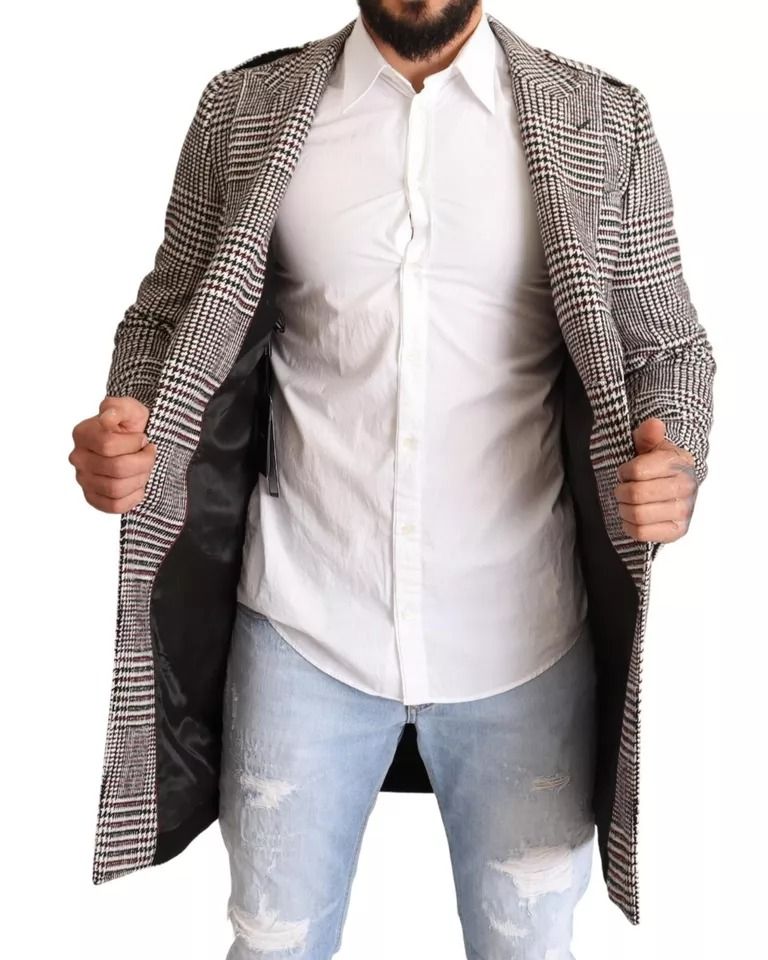 Check Plaid Long Trench Coat Men's Jacket - Dolce & Gabbana - Modalova