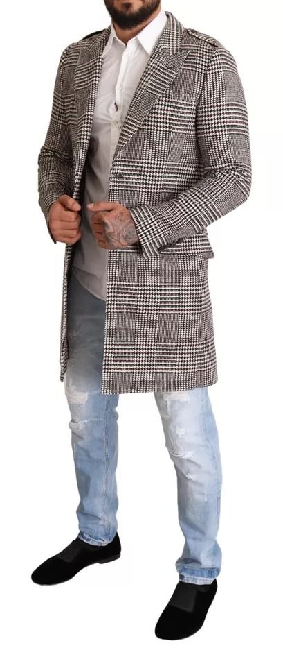 Check Plaid Long Trench Coat Men's Jacket - Dolce & Gabbana - Modalova