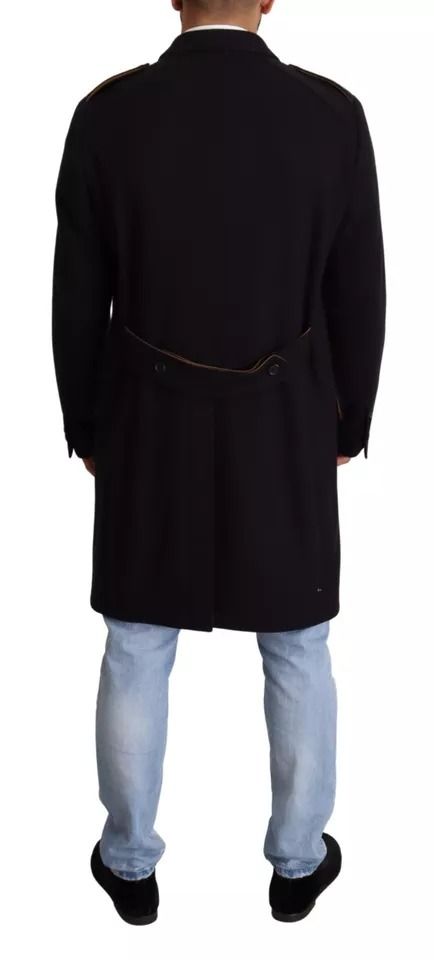 Trench Coat Long Wool Stretch Men's Jacket - Dolce & Gabbana - Modalova