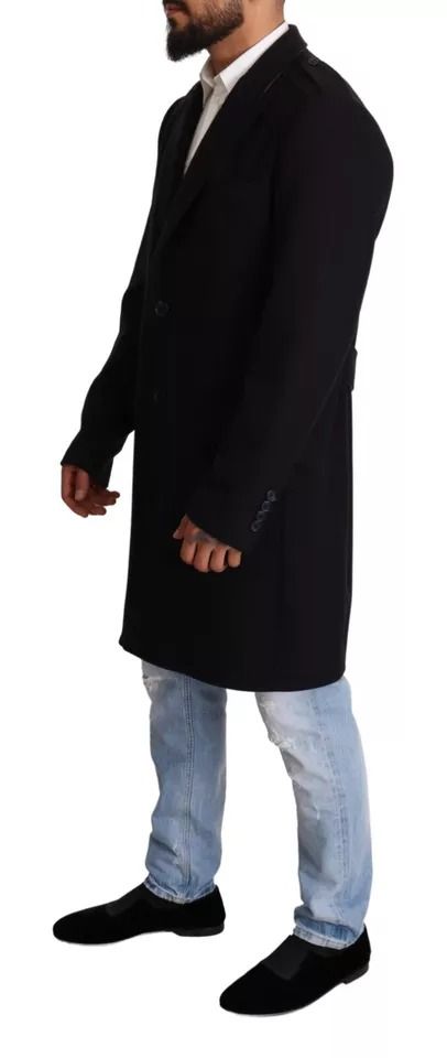 Trench Coat Long Wool Stretch Men's Jacket - Dolce & Gabbana - Modalova