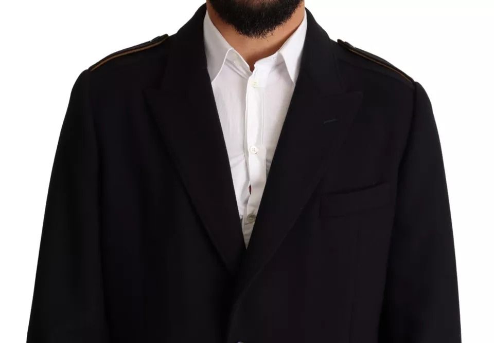Trench Coat Long Wool Stretch Men's Jacket - Dolce & Gabbana - Modalova