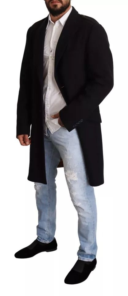 Trench Coat Long Wool Stretch Men's Jacket - Dolce & Gabbana - Modalova