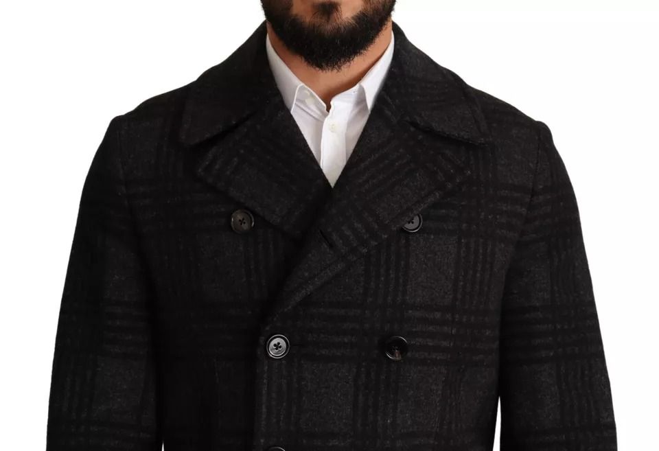 Trench Coat Check Wool Men's Jacket - Dolce & Gabbana - Modalova