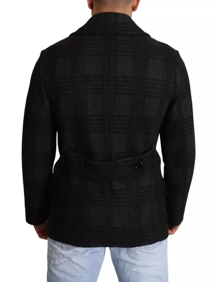 Trench Coat Check Wool Men's Jacket - Dolce & Gabbana - Modalova