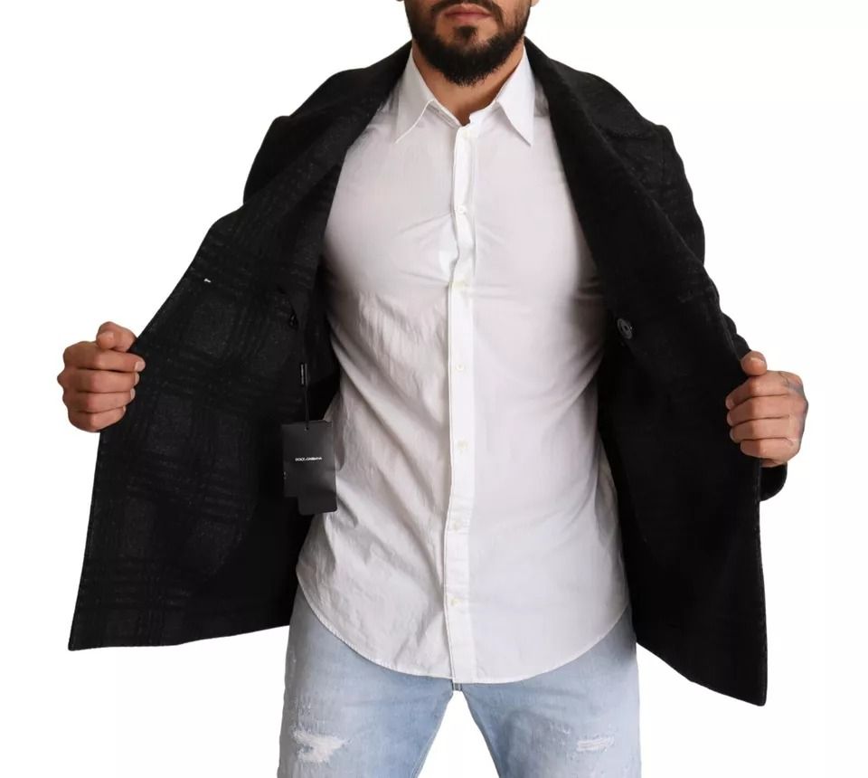 Trench Coat Check Wool Men's Jacket - Dolce & Gabbana - Modalova