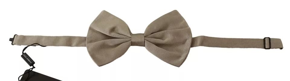 Gray 100% Silk Adjustable Neck Bow Men's Tie - Dolce & Gabbana - Modalova