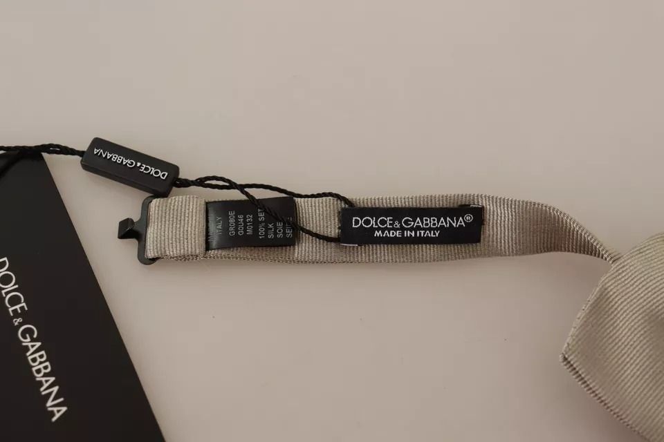 Gray 100% Silk Adjustable Neck Bow Men's Tie - Dolce & Gabbana - Modalova