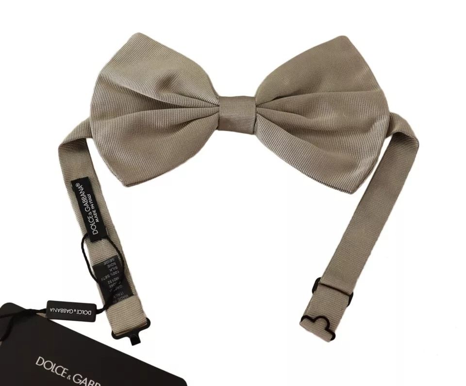 Gray 100% Silk Adjustable Neck Bow Men's Tie - Dolce & Gabbana - Modalova