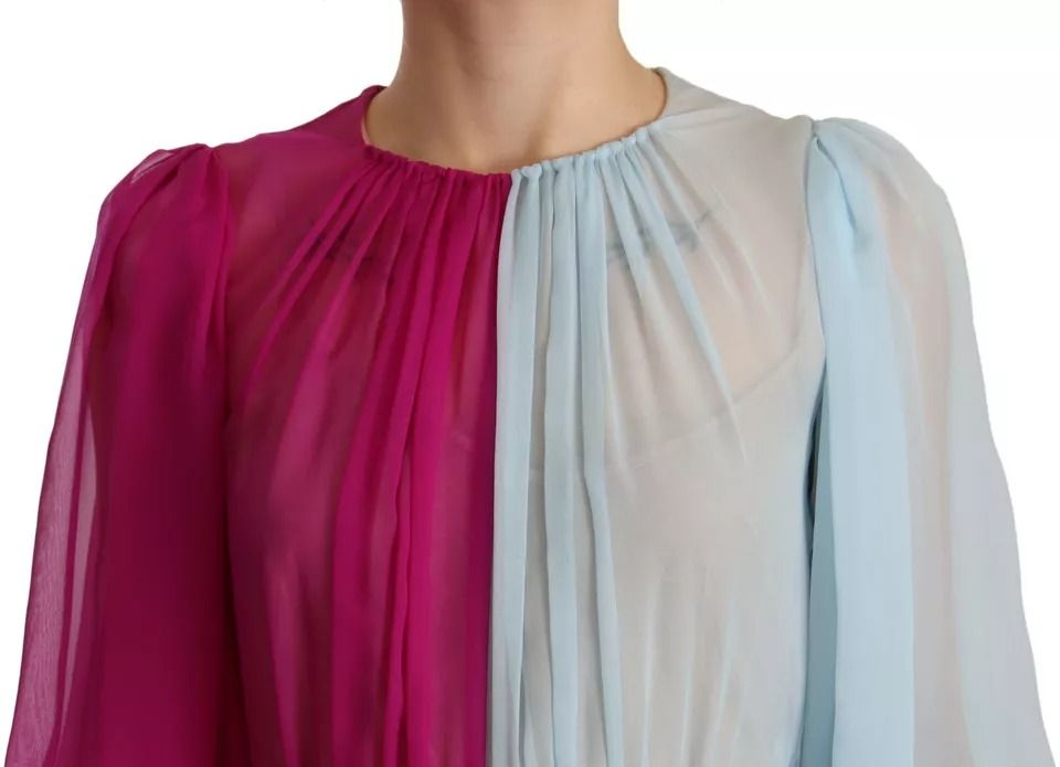 Light Blue Silk Two Tone Midi Women's Dress (Pre-Owned) - Dolce & Gabbana - Modalova
