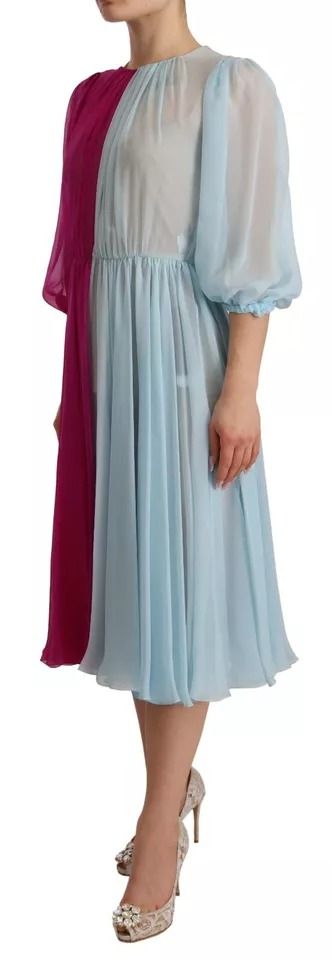 Light Blue Silk Two Tone Midi Women's Dress (Pre-Owned) - Dolce & Gabbana - Modalova