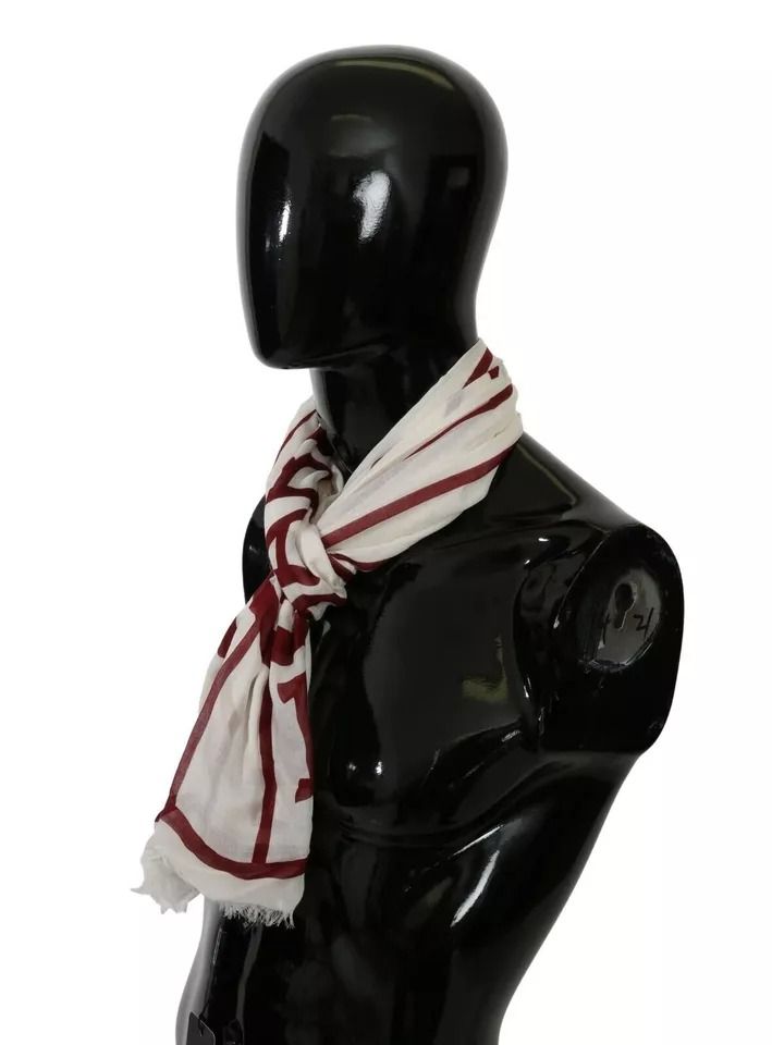 White Red Printed Wrap Shawl Modal Men's Scarf (Pre-Owned) - Dolce & Gabbana - Modalova