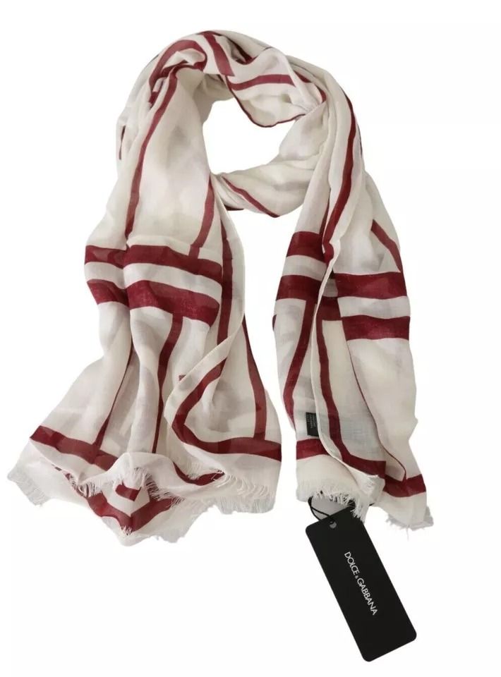 White Red Printed Wrap Shawl Modal Men's Scarf (Pre-Owned) - Dolce & Gabbana - Modalova