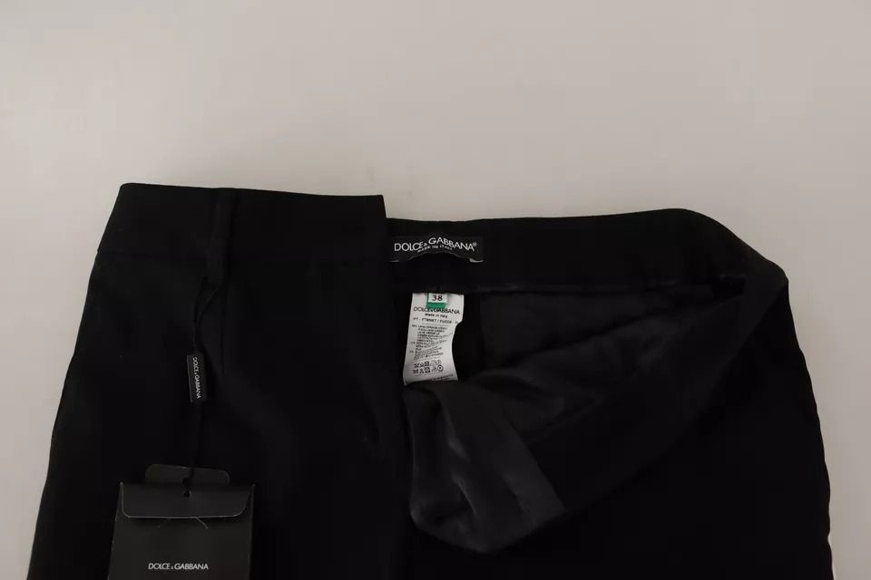 Black White Stripes Wool Tapered Women's Pants - Dolce & Gabbana - Modalova
