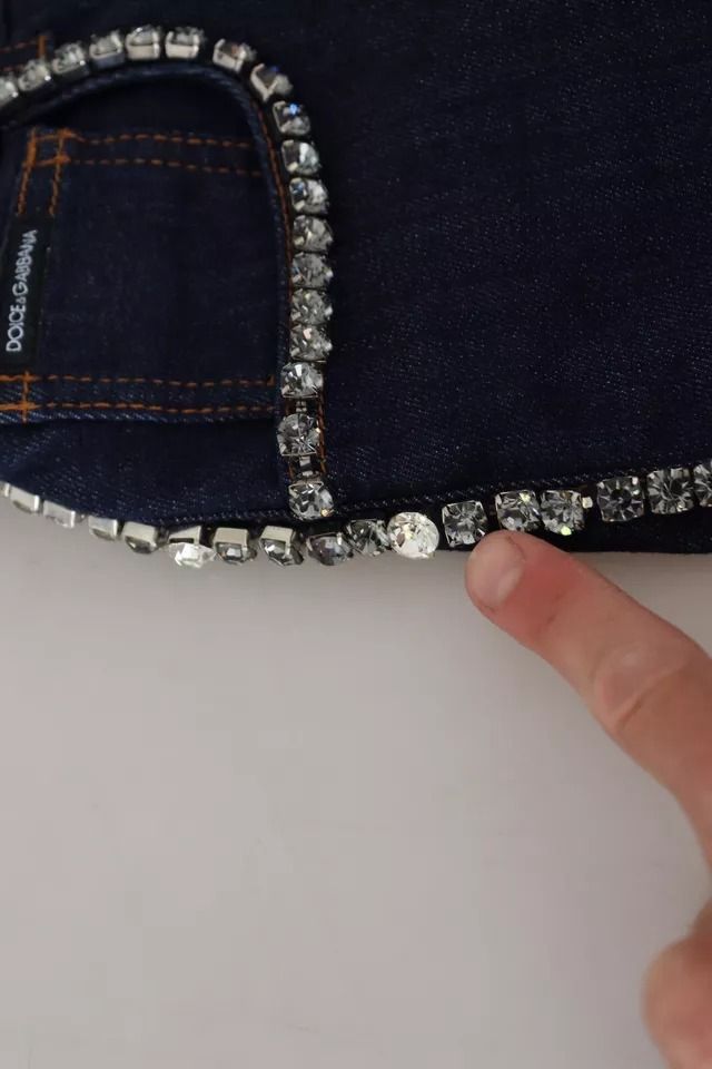 Denim Stretch Crystal Hot Pants Women's Shorts (Pre-Owned) - Dolce & Gabbana - Modalova