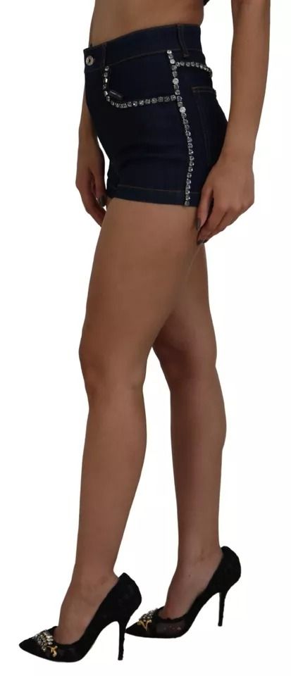 Denim Stretch Crystal Hot Pants Women's Shorts (Pre-Owned) - Dolce & Gabbana - Modalova