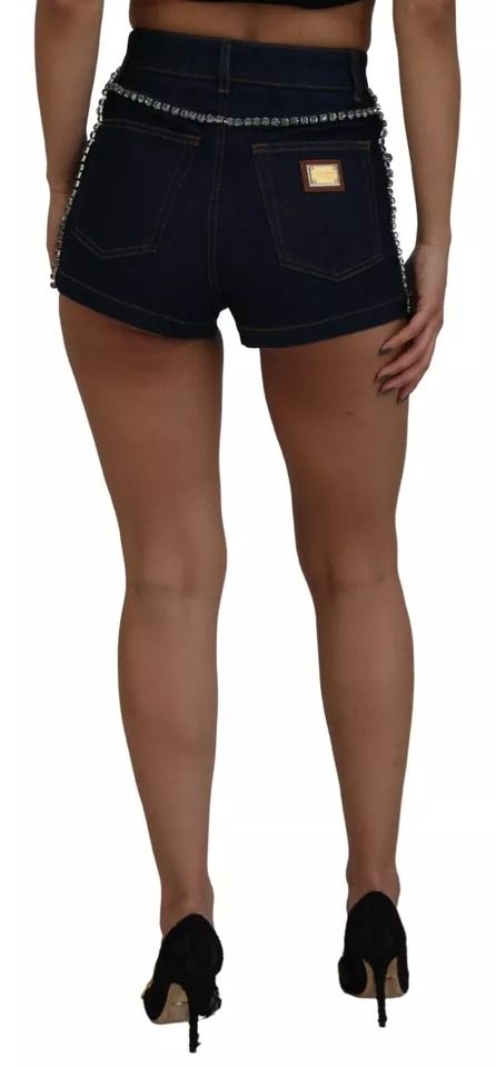 Denim Stretch Crystal Hot Pants Women's Shorts (Pre-Owned) - Dolce & Gabbana - Modalova